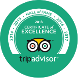 Tripadvisors Hall of Fame Certificate of Excellence Award 2018